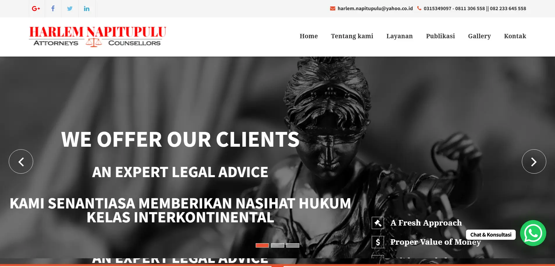Portofolio Website Lawyer & Kantor Hukum | Harlem Napitupulu & Partners